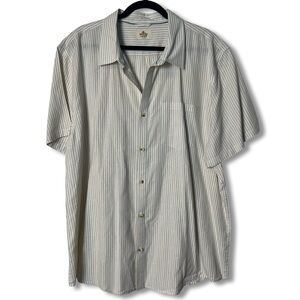 Marine Layer Men’s Hemp Blend Stripe Short Sleeve Button Down Shirt Tan Sz. XXL